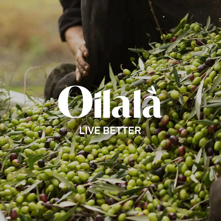 Oilala Logo vor Olivenhain in Apulien