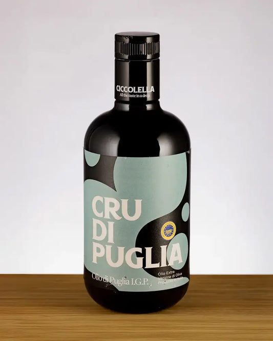 Schwarze Flasche Olivenöl Cri Di Puglia von Ciccolella